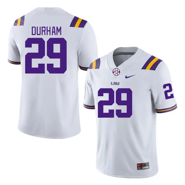 Men's LSU Tigers Caden Durham #29 White NCAA Football Jersey